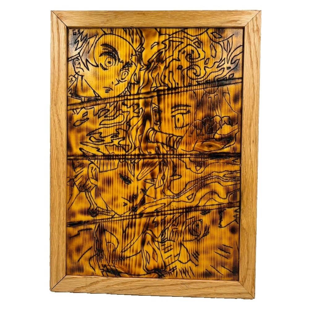 Wood Burning Art Demon Slayer Anime Manga 18x13x1 CUSTOM MADE ONE OF A KIND